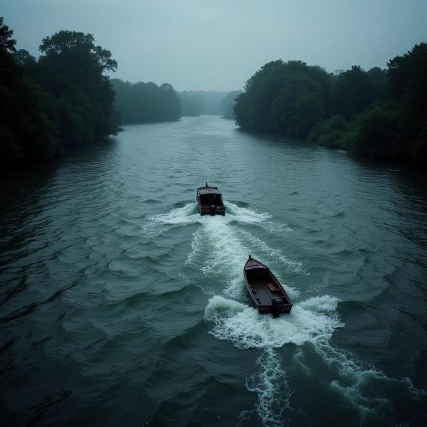 Sonhar com viagem de barco em rio agitado