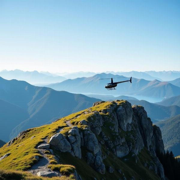 Sonho com helicóptero pousando em montanha