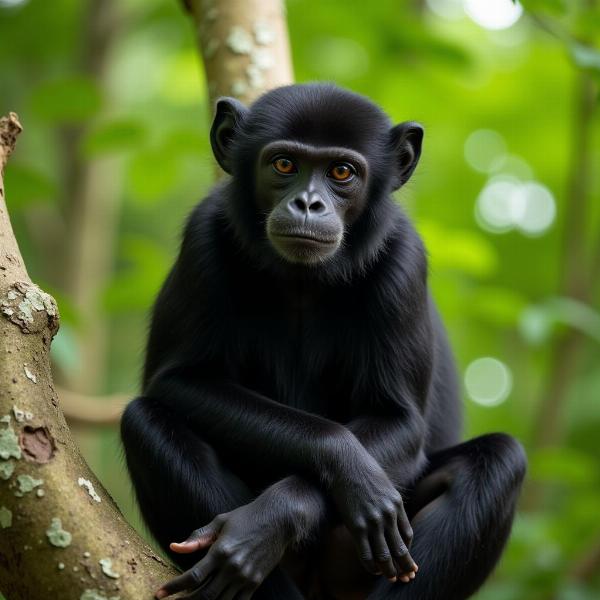 Macaco preto na floresta