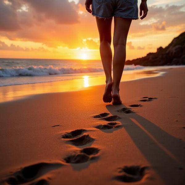 Sonho com pés caminhando na areia da praia